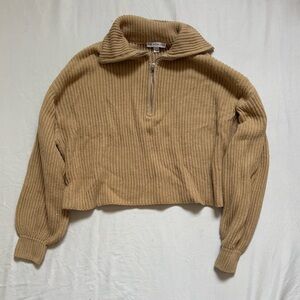 Zip-Front Ribbed Sweater